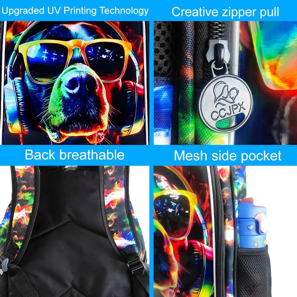 3Pcs Backpack for Boys, 17" Kids Bookbag with Lunch Box, School Backpacks for Elementary Preschool Kindergarten