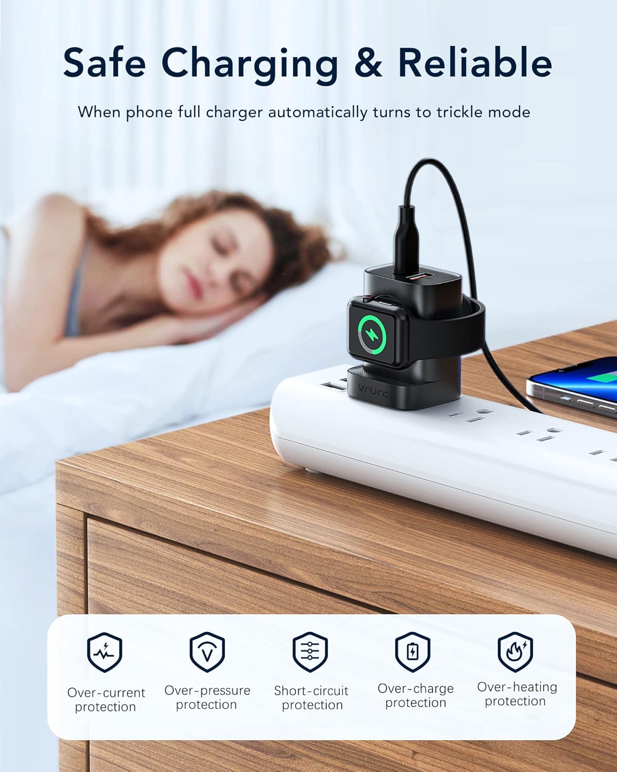 VRURC for Apple Watch Charger, Wireless Magnetic Portable iWatch Charger, PD 20W 3-in-1 Travel Fast Charging Block for iWatch Ultra/SE/11/10/9/8/7/6/5/4, iPhone 17/16/15/14/13,Android-Black
