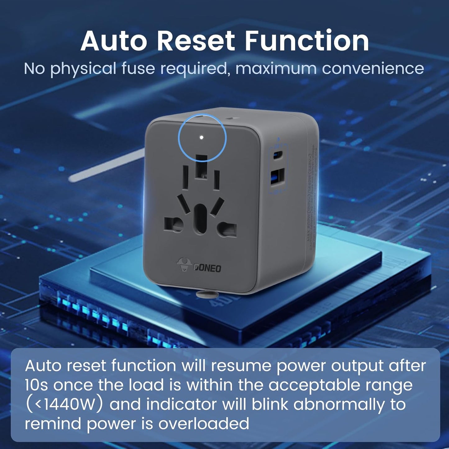 Universal Travel Adapter, European Travel Plug Adapter (6A 20W), International Power Adapter with USB C USB A Type A and AC Outlet for US EU UK Australia Japan Thailand (Type C/G/A/I)