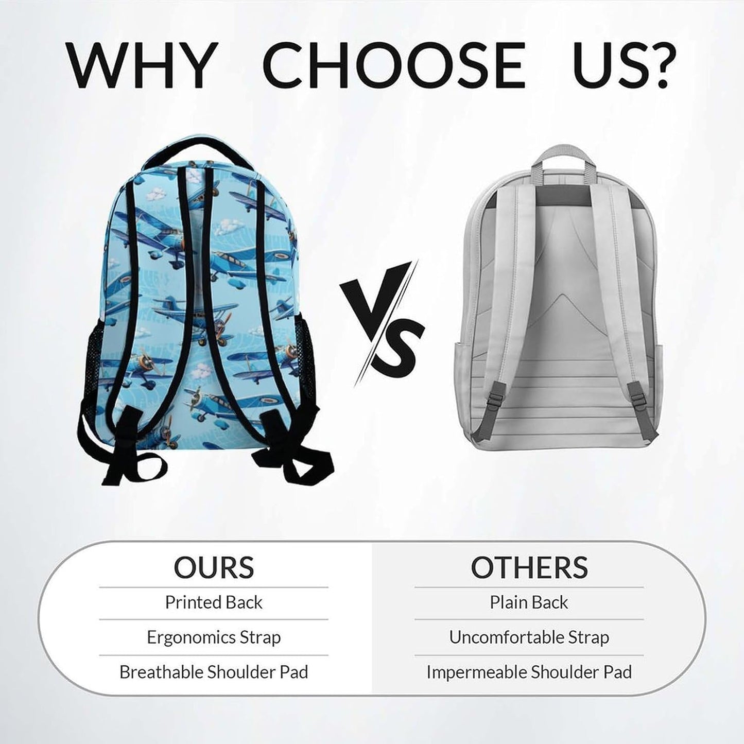Kindergarten Backpack for Boys - Airplane Backpacks for Kids - Durable Toddler Bookbag - Plane School Bag for Kindergarten/Preschool/Elementary(17 Inch)
