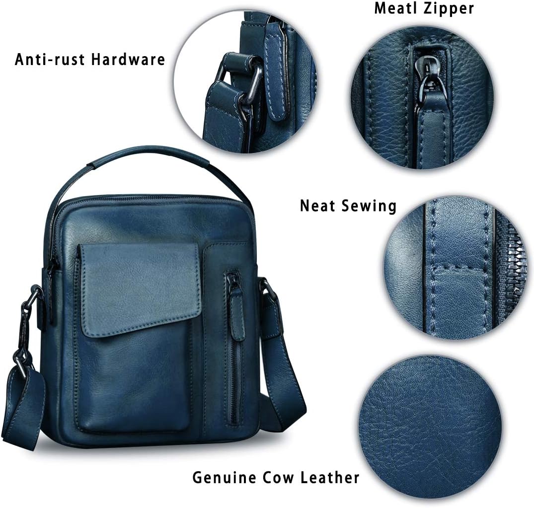 Genuine Leather Purses and Shoulder Bag for Men Vintage Real Leather Messenger Bag Handbag Crossbody Satchel Purse Strap