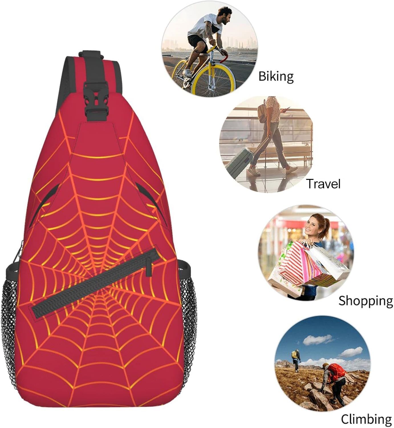 Unisex Crossbody Bag Red Sling Bag for Men Women Mini One Shoulder Chest Bag Gym Sport Travel Hiking