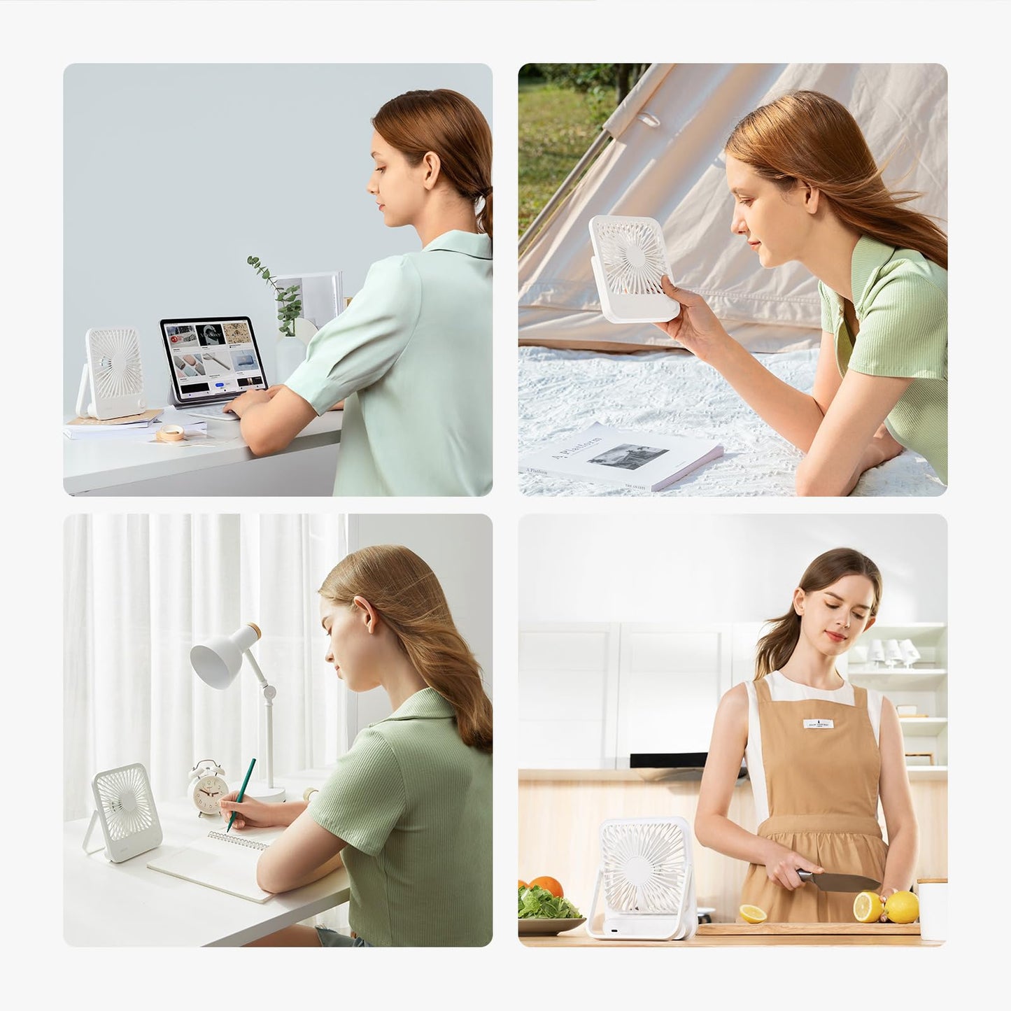 JISULIFE Desk Fan Battery Rechargeable, 180°Foldable Portable Personal Fan