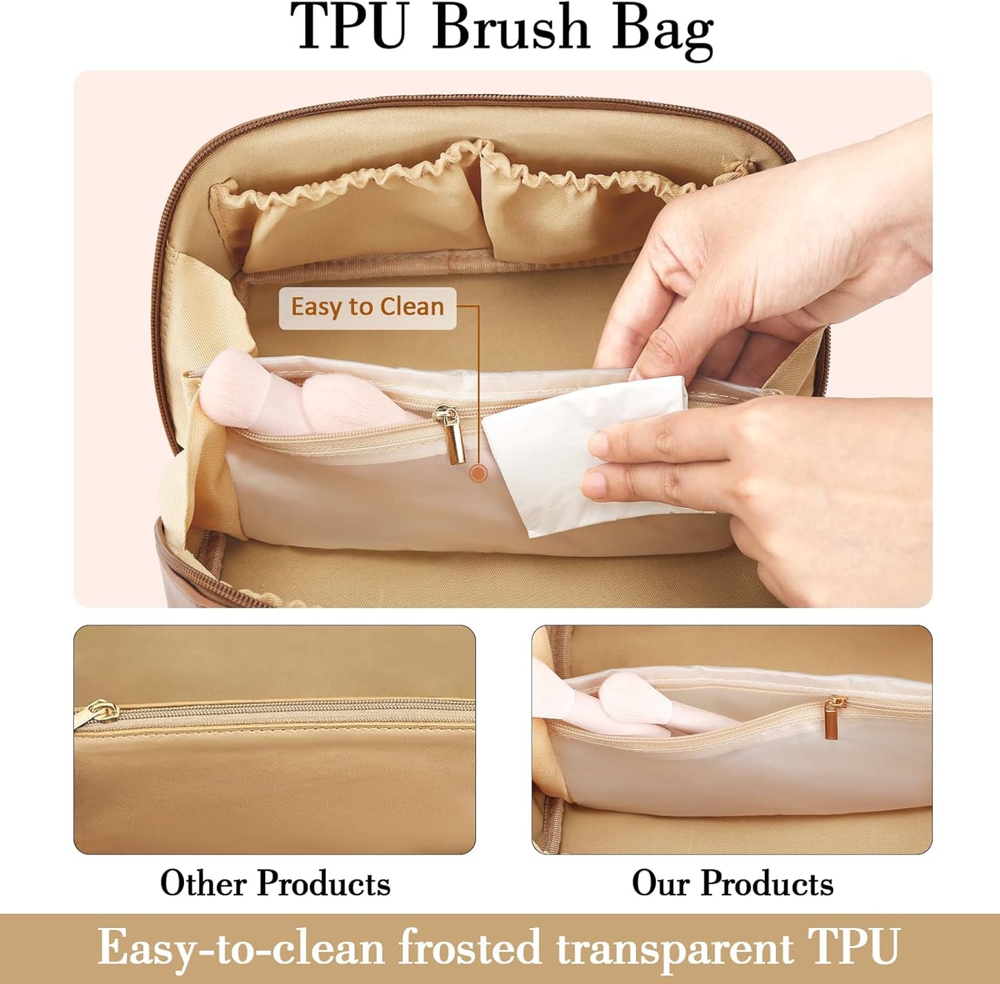 Birthday Gifts for Women Teen Girl, Personalized Initial Makeup Organizer Bag Set, Open Flat Travel