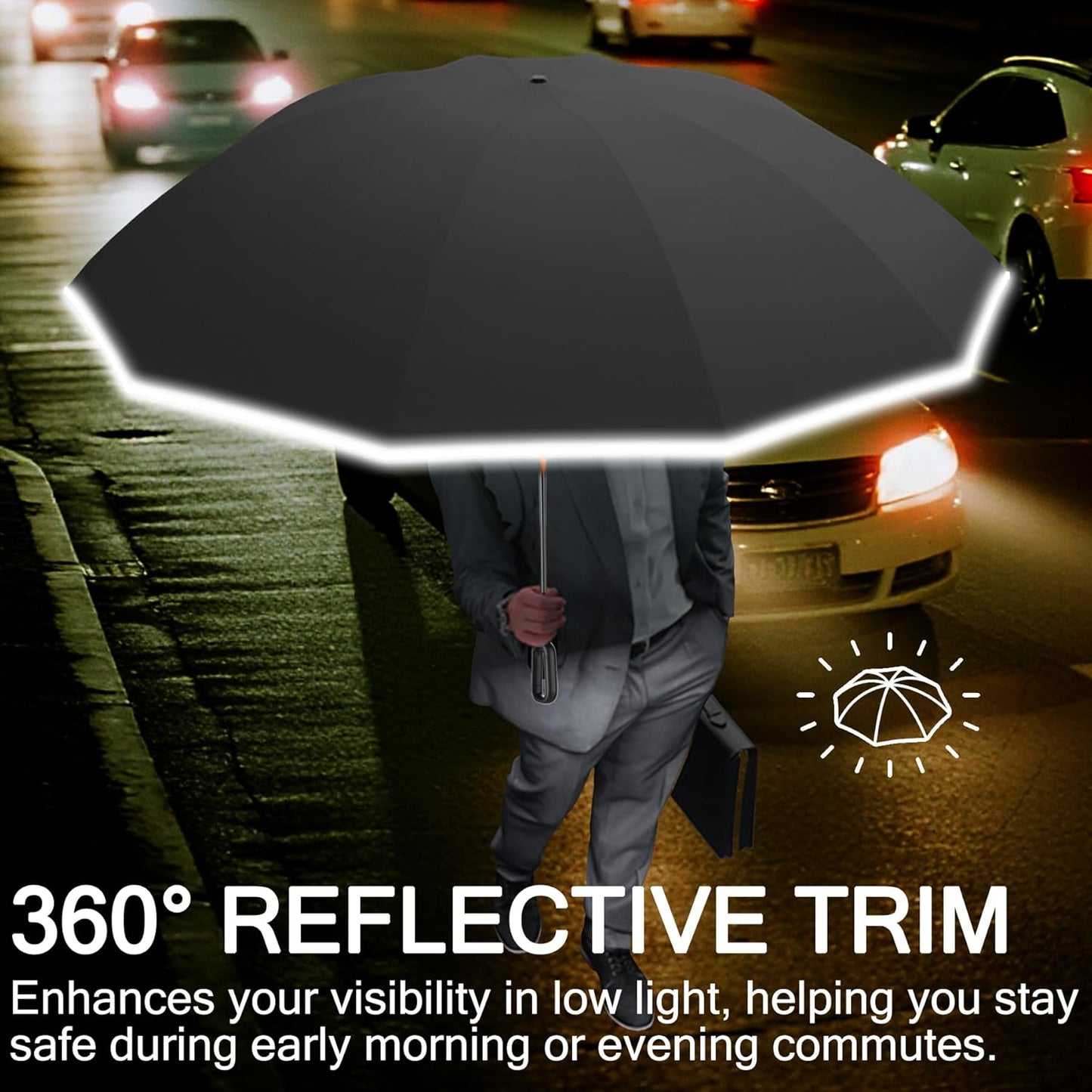 Auto Open Close Umbrella - Ultra Light Compact Travel & Backpack Size for Women and Men, UPF 50+ Eco-Friendly Sun Protection & Windproof Rain Umbrella with UV Defense