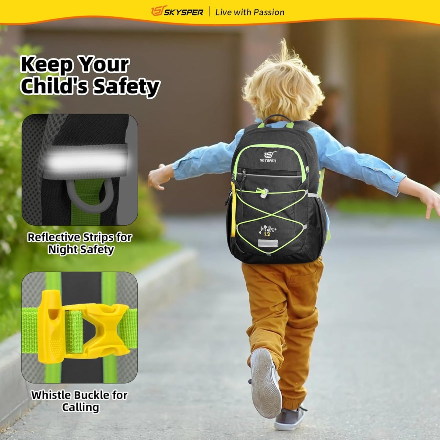 SKYSPER Kids Backpack 12L Children School Bag Child Boy Girl Pack Ages 4-8 for Traveling Day Trips