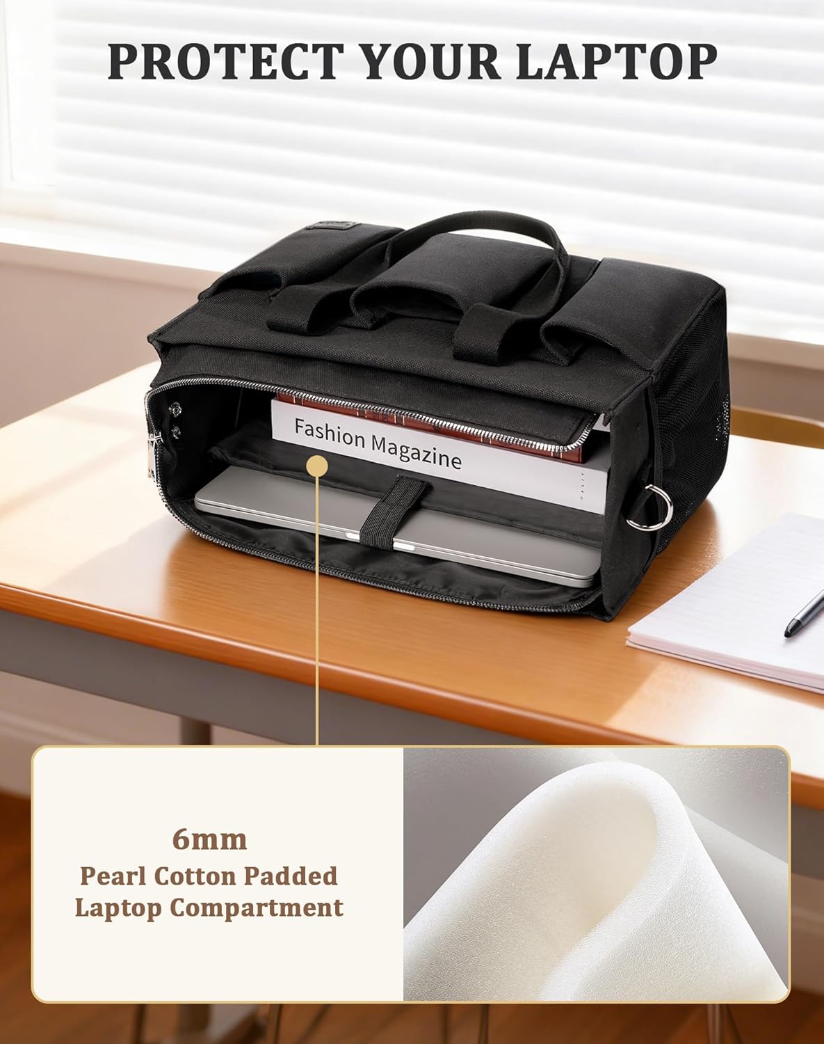 Canvas Tote Bag for Women, Large Shoulder Bag with Laptop Compartment & Zipper, Ideal for Work Travel College Teacher