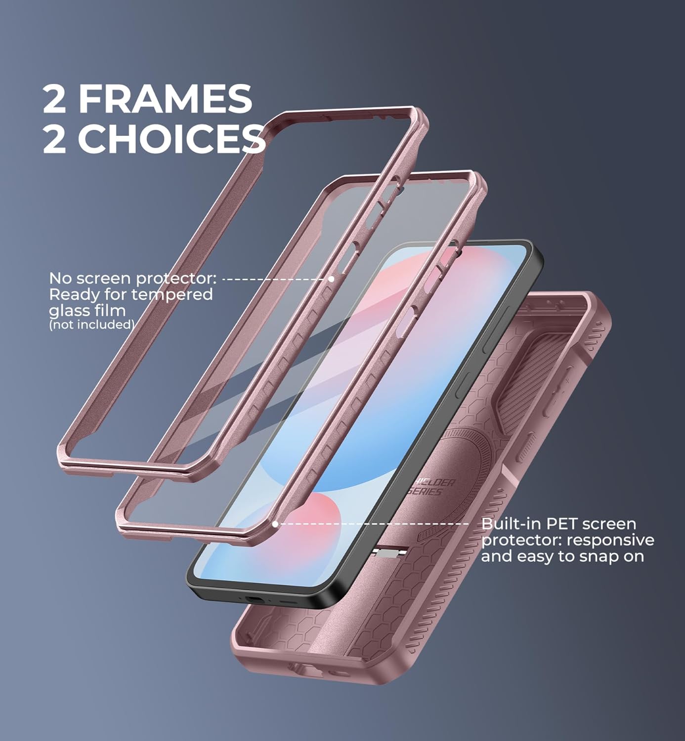 Dexnor for Samsung Galaxy S24 FE Case with Camera Cover & Adjustable Kickstand & Built-in Screen Protector, Magnetic Rugged Shockproof Bumper Cases Heavy-Duty Magnetic Protective Cover,Peony Pink