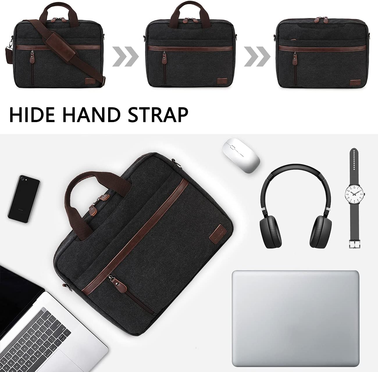 RAVUO Messenger Bag for Men, Water Resistant 17.3 inch Laptop Business Briefcase Canvas Shoulder Satchel for Work Business…