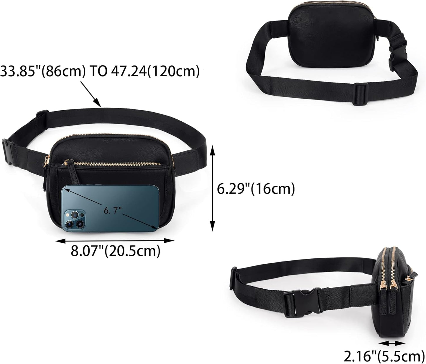 UTO Fanny Pack for Women Crossbody Trendy Fashion Belt Purse Chest Waist Hip Bumbag for Outdoor Shopping Travel Hiking