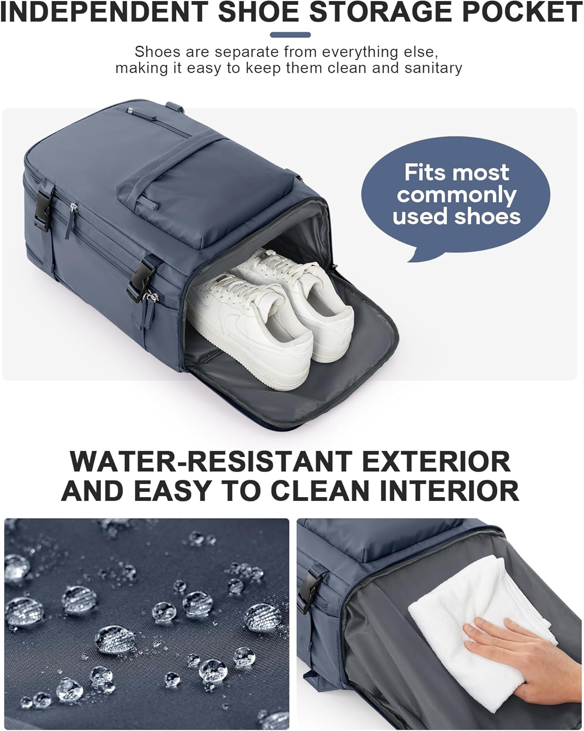 VGCUB Carry on Travel Backpack for Women Men Large Laptop Gym Work Frontier Airlines Personal Item Bag Business Airport Lightweight Backpack Flight Approved Mochilas de Viaje Grey Blue