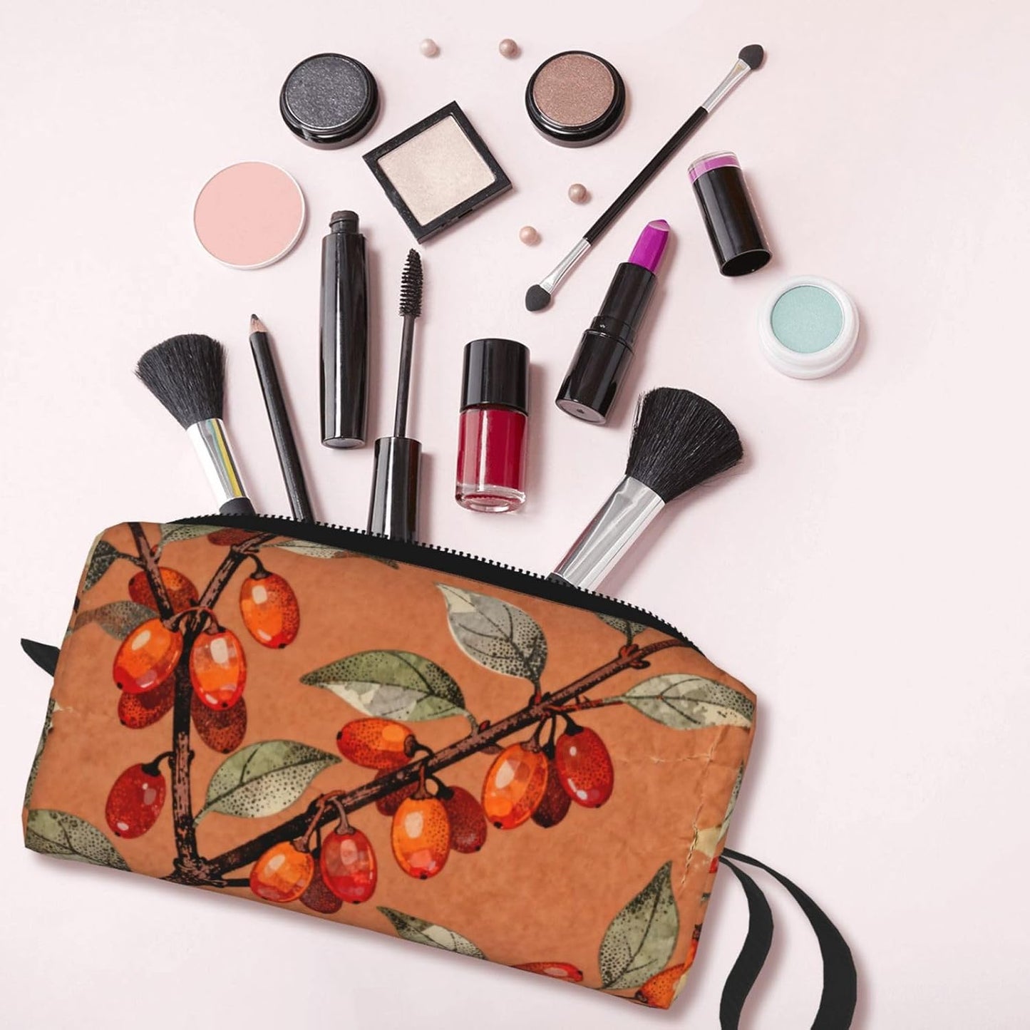 Dogwood Berries Makeup Bag Organizer Compact & Durable Berry Travel Cosmetic Bag Oxford Fabric Impact-Resistant Multi-Purpose Storage Perfect for Travel, Gym, Daily Use