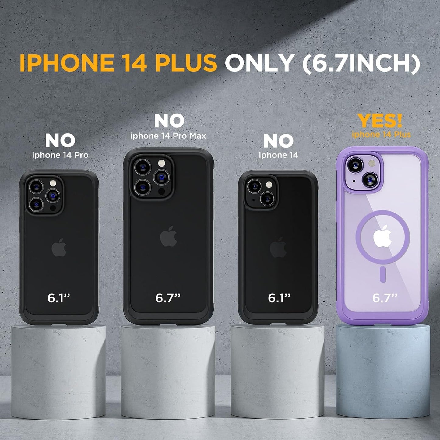 Miracase Glass Series Designed for iPhone 14 Plus Case 6.7 inch, 2023 Upgrade Full-Body Magnetic Clear Case with Built-in 9H Tempered Glass Screen Protector,Compatible with MagSafe,Purple
