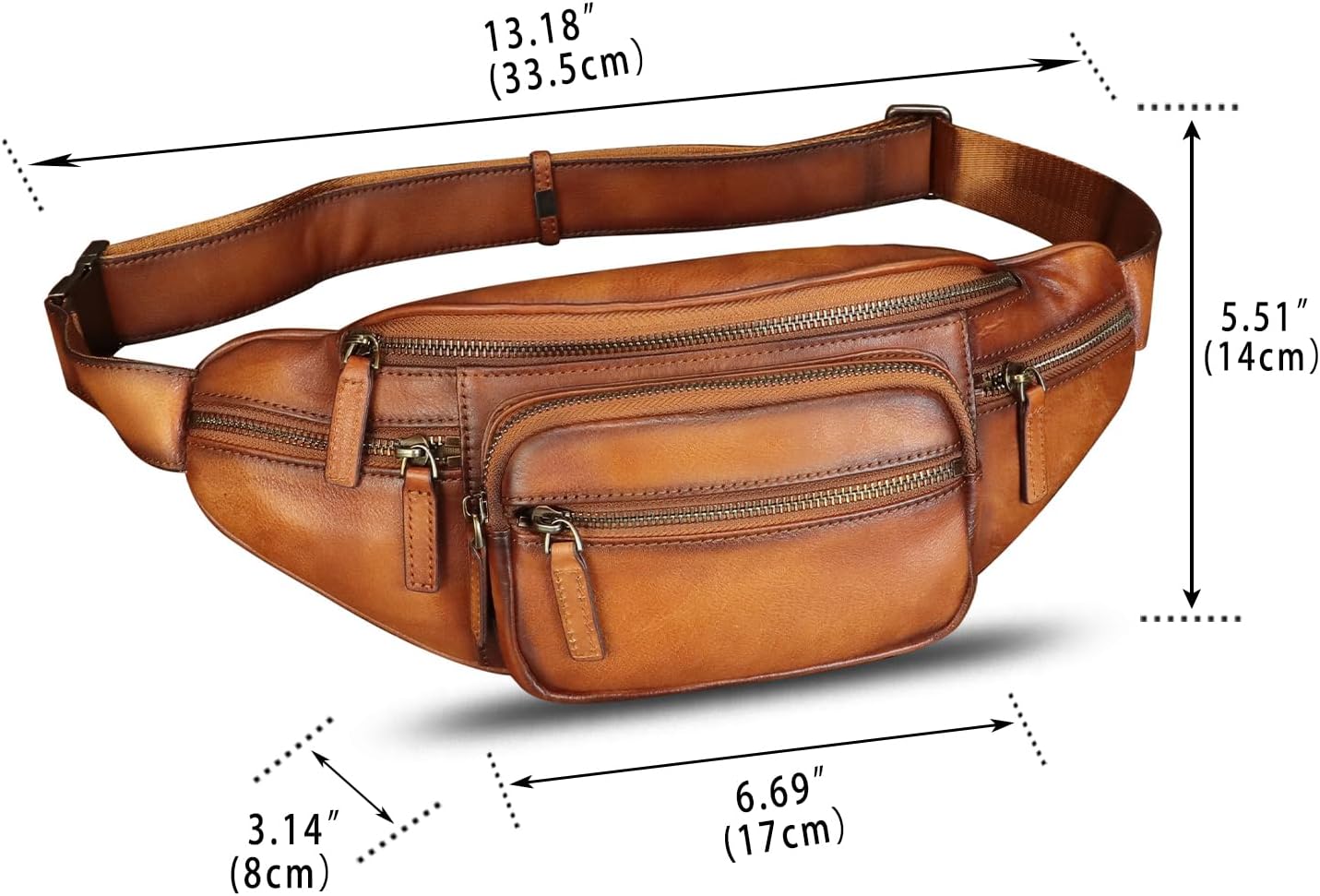 Genuine Leather Fanny Pack for Women and Men Vintage Handmade Leather Waist Bag Sling Bag Backpack Purse Crossbody Bags (Brown)