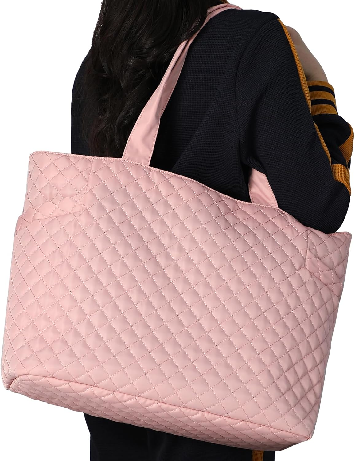 Tote Bag For Women, Lightweight Puffy Tote Bag with Compartments Quilted Shoulder Bag