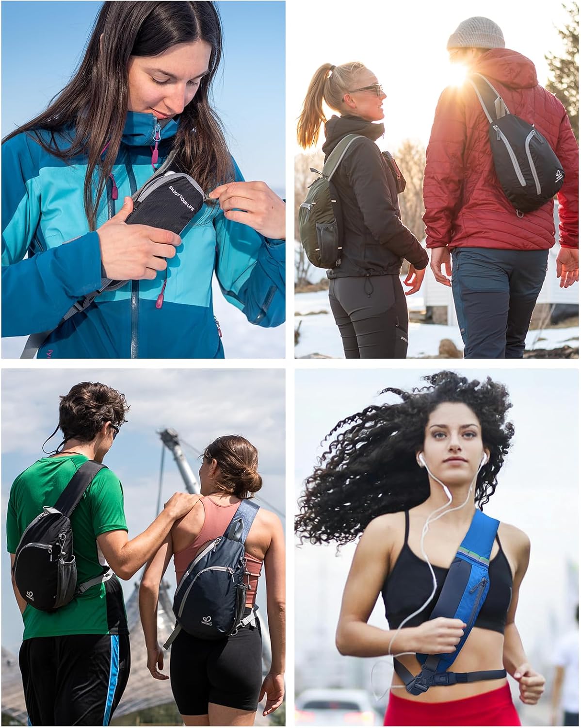 WATERFLY Crossbody Sling Bag Small Water Resistant Backpack Lightweight Shoulder Chest Daypack for Men Women Hiking Travel