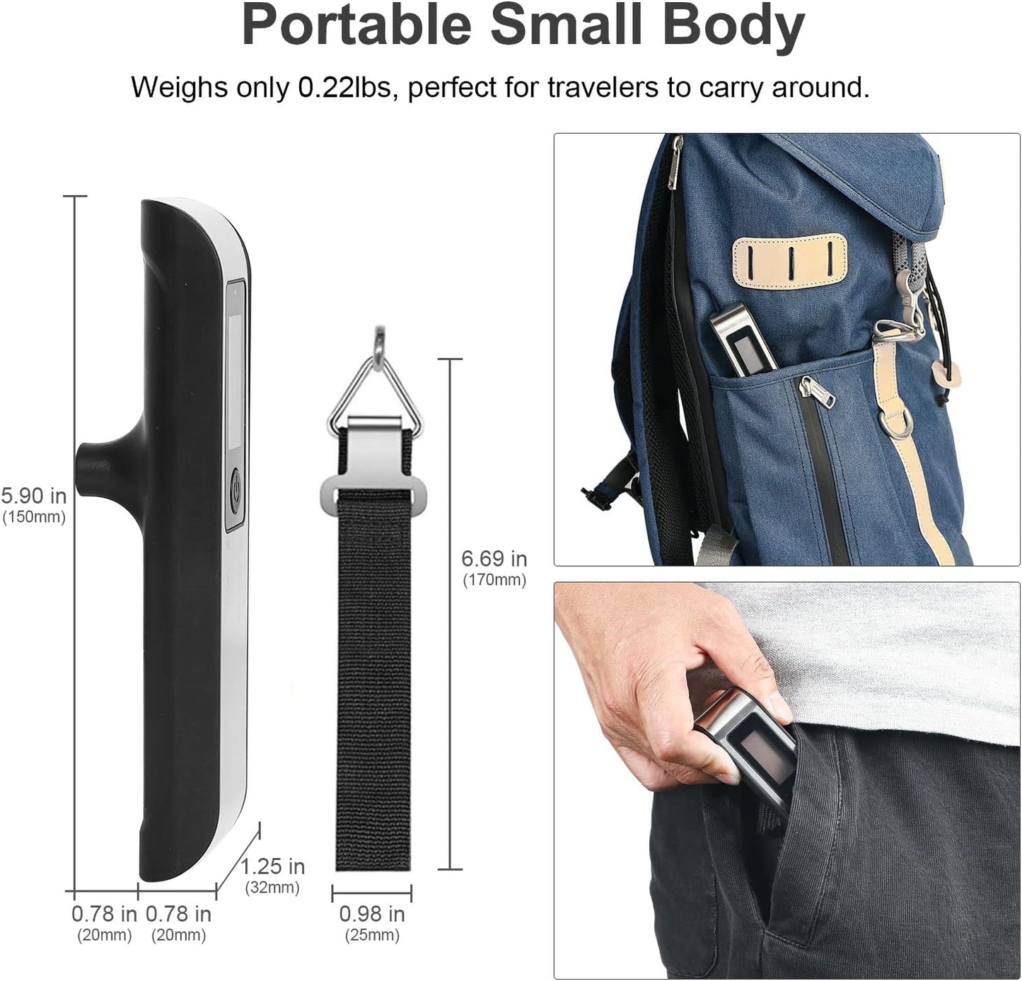 travel inspira Luggage Scale, Portable Digital Hanging Baggage Scale for Travel, Suitcase Weight