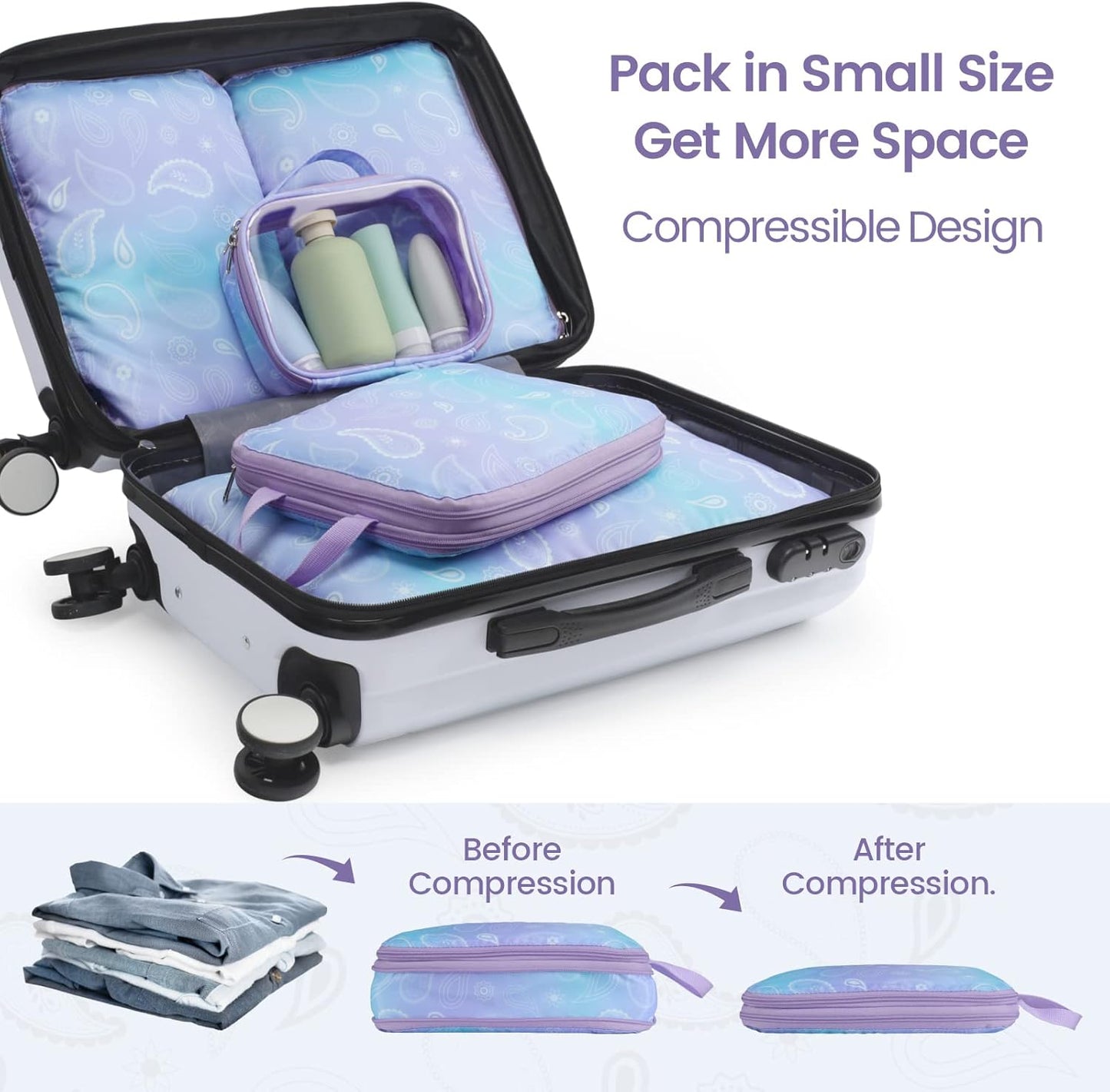 Cambond Compression Packing Cubes for Travel Women - Travel Bags Luggage Organizers Travel