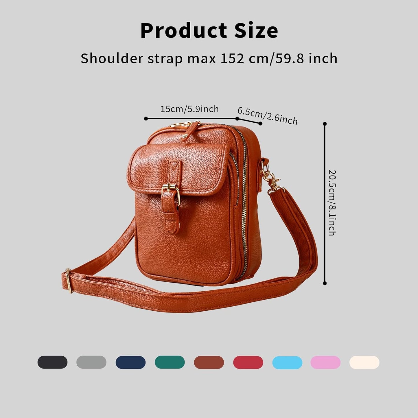 Leather Crossbody Bag for Women,Anti-Theft Messenger Bag with Large Capacity,Built-in Purse Card
