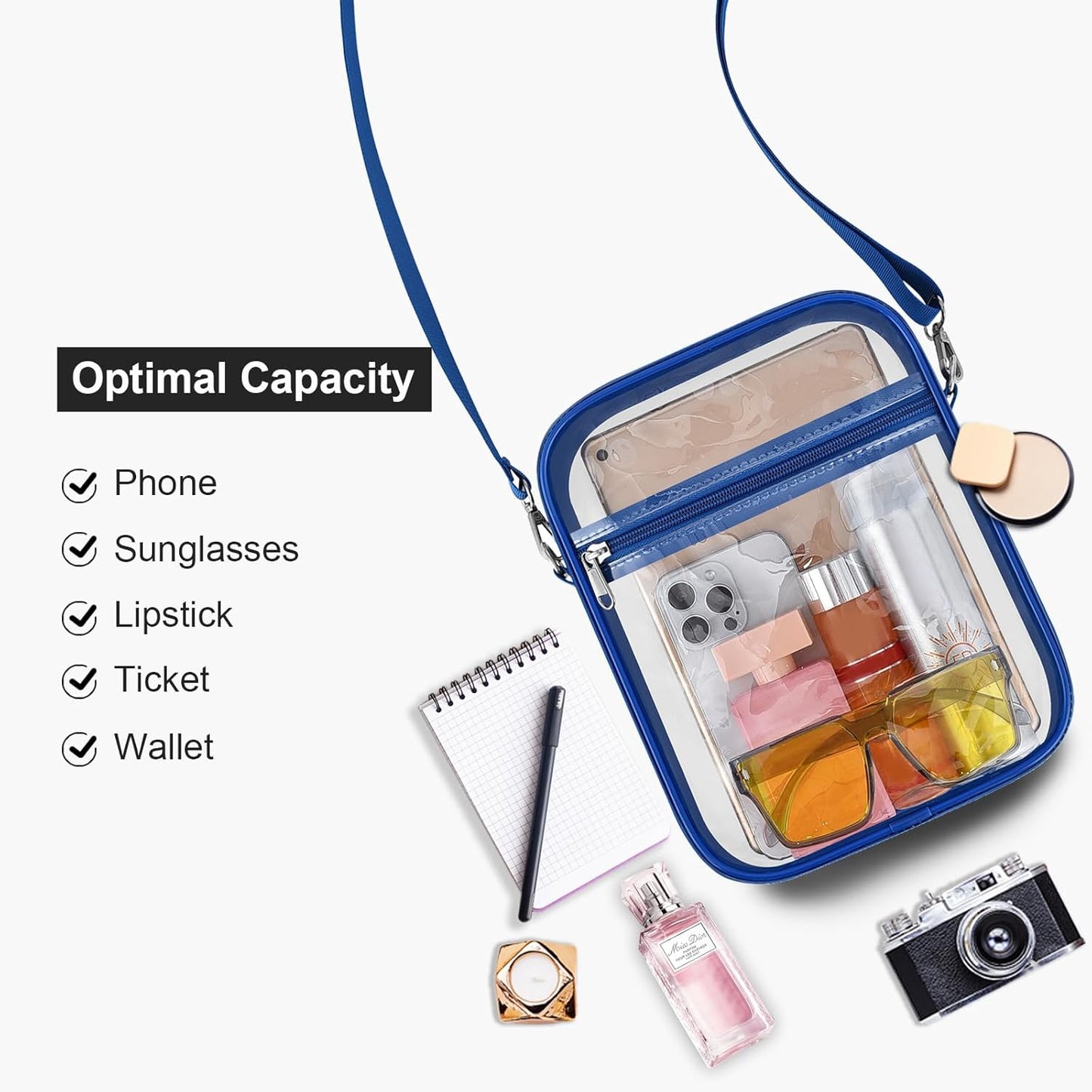 USPECLARE Clear Purse Stadium Transparent Messenger Bag Stadium Approved for Men and Women Clear CrossBody Bag