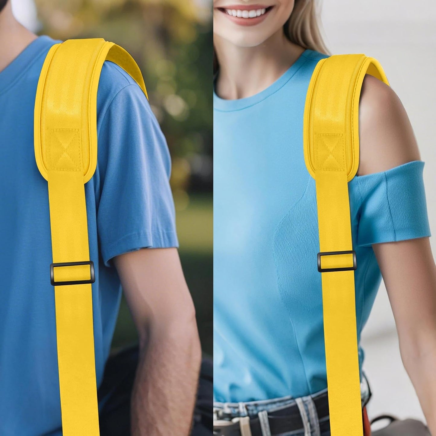 ZINZ Shoulder Strap - 59 Inch Universal Heavy-duty Adjustable Strap with Ultra-thick Fixed Breathable Pad for Laptop, Gym, Camera Bag and More -Yellow