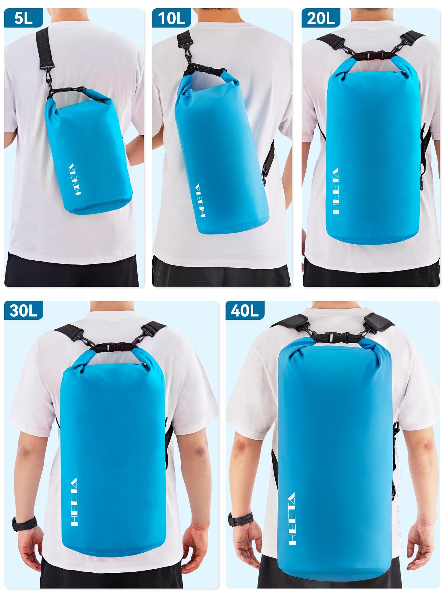 HEETA Waterproof Dry Bag for Women Men, Roll Top Lightweight Dry Storage Bag Backpack with