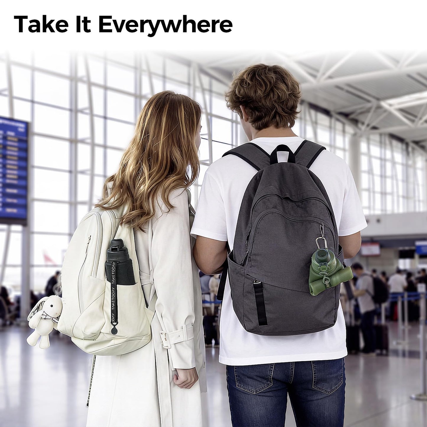 TakeToday Collapsible Water Bottles, Foldable for Travel, 32oz, Black