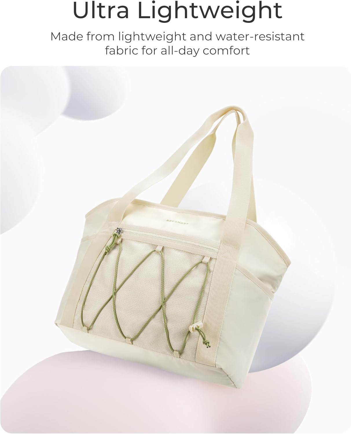BAGSMART Women's Multi-Compartment Tote Bag with Elastic Cord for Travel Fitness Outdoor Activities