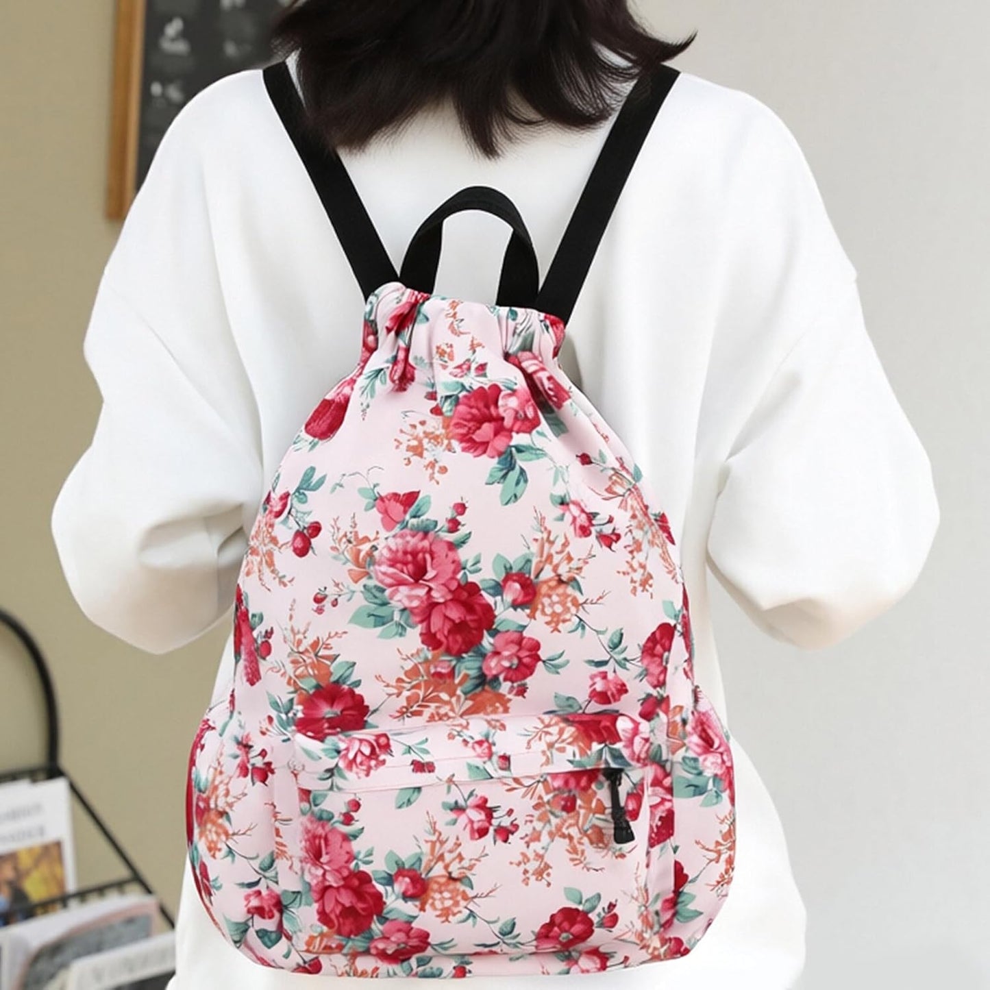 Drawstring Backpack for Women Drawstring Gym Bag Water Resistant Small Cinch Sack Pull String