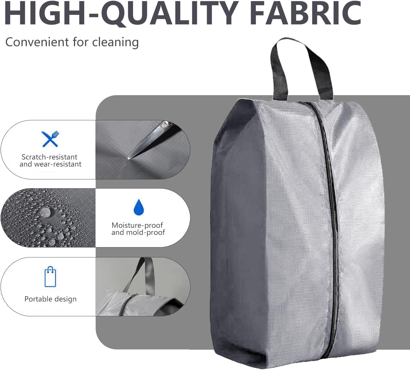 Travel Shoe Bag 4-Piece Men's and Women's Waterproof Nylon Zipper, Travel Shoe Storage Bag, Shoe Storage Bag