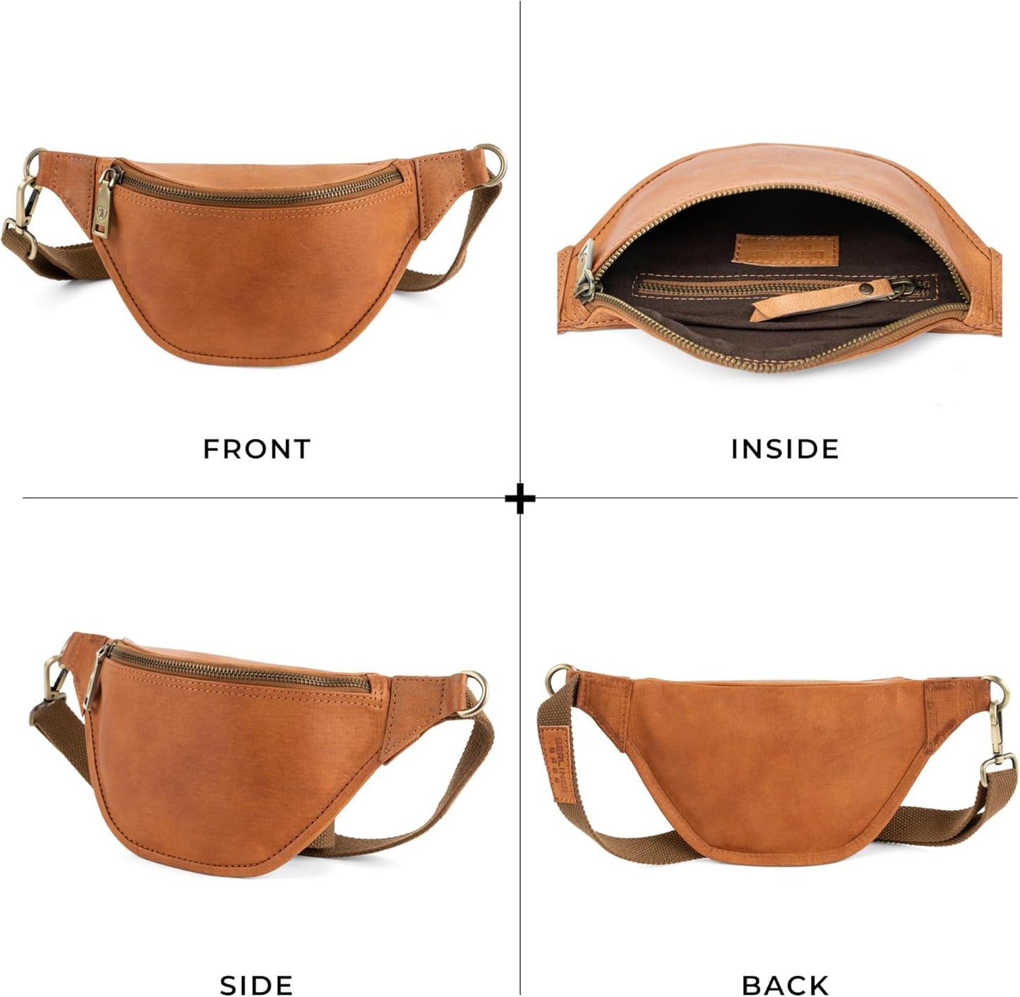 Berliner Bags Vintage Genuine Leather Fanny Pack Kai, Belt Bag, Crossbody Sling Bag for Men and Women - Brow