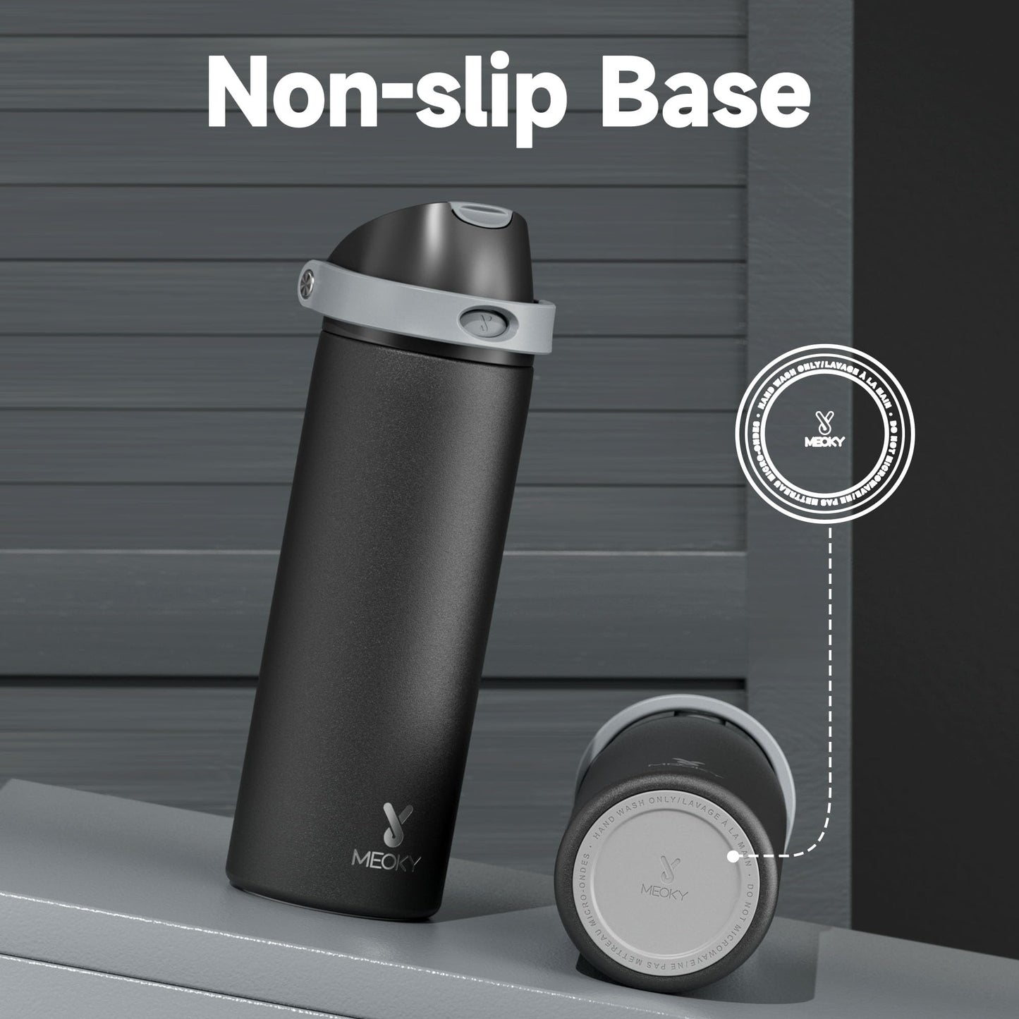 24 oz Insulated Water Bottle for Sports: Meoky Stainless Steel Water Bottle with 2-in-1 Straw and