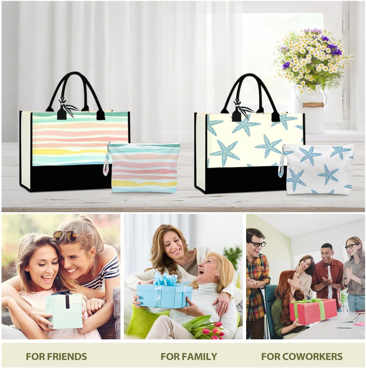 Fokongna Girls Trip 2025 For Women Friend Sister Travel Gifts Canvas Tote Bag Wet Bag for swimsuit Beach Bags Gifts