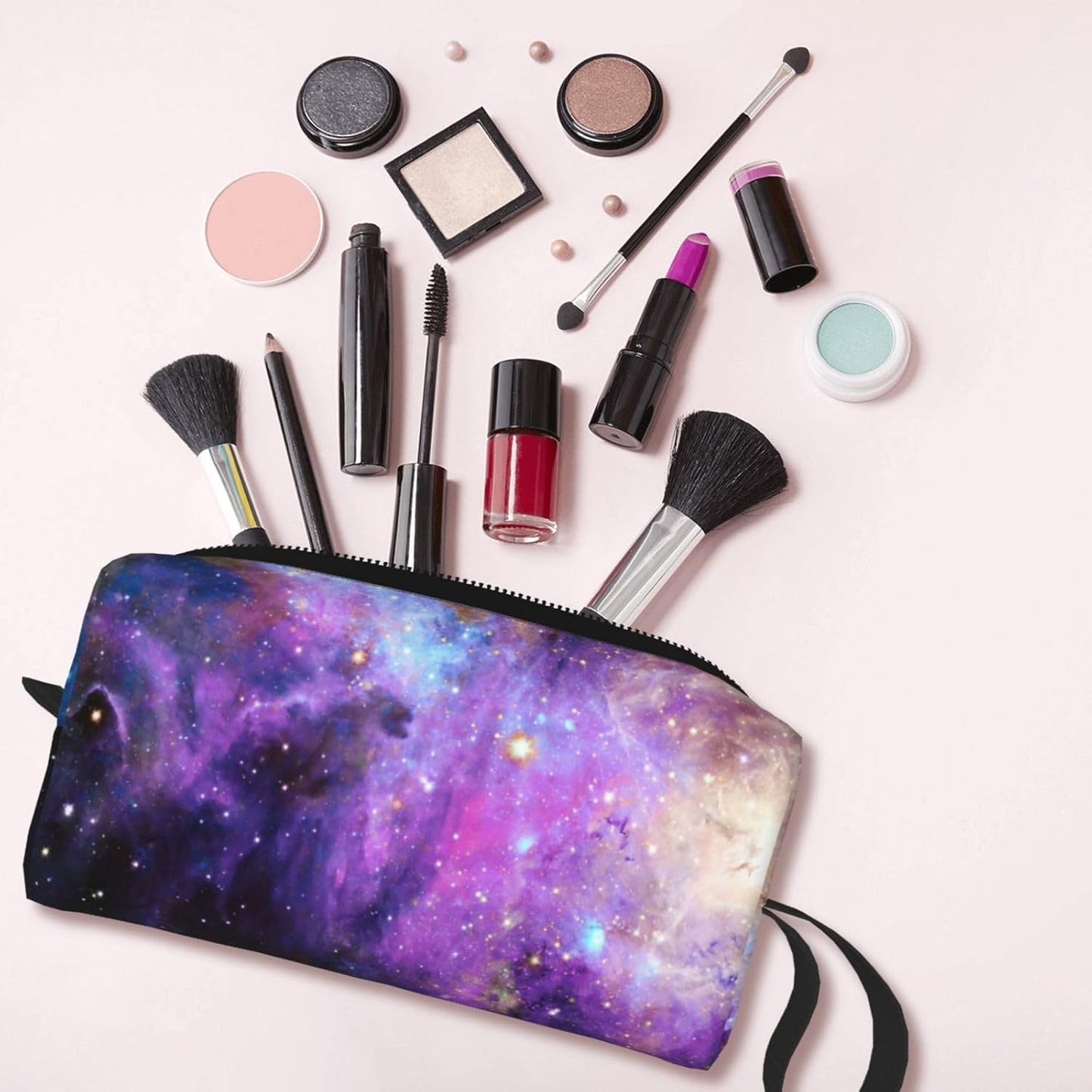 Galaxy Space Starry Makeup Bag Small Compact & Durable Travel Cosmetic Bag Organizer Oxford Fabric Impact-Resistant Multi-Purpose Storage Perfect for Travel, Gym, Daily Use