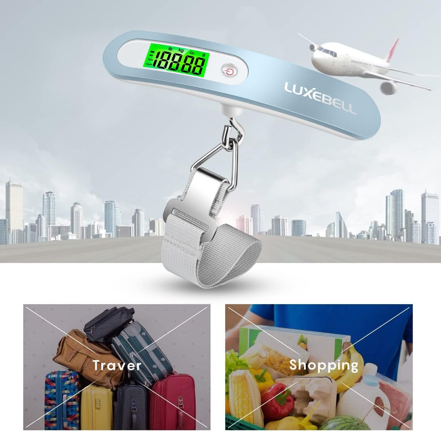 Digital Luggage Scale Vacation Travel Essentials Accessories Gifts for Traveler Portable Suitcase Handheld Weight Scale 110 lbs Hanging Baggage Travel Must Haves