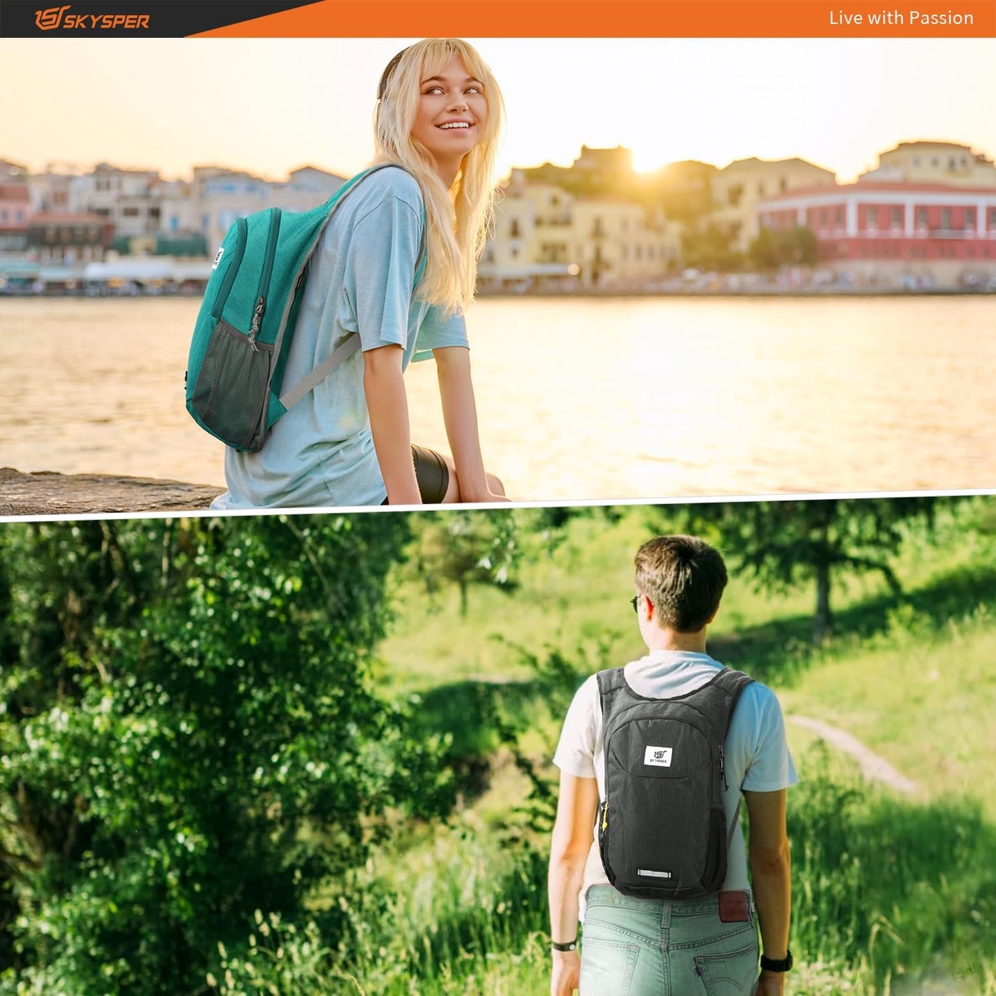 SKYSPER Small Hiking Backpack 10L Packable Lightweight Back Pack Foldable Travel Daypack for Women Men
