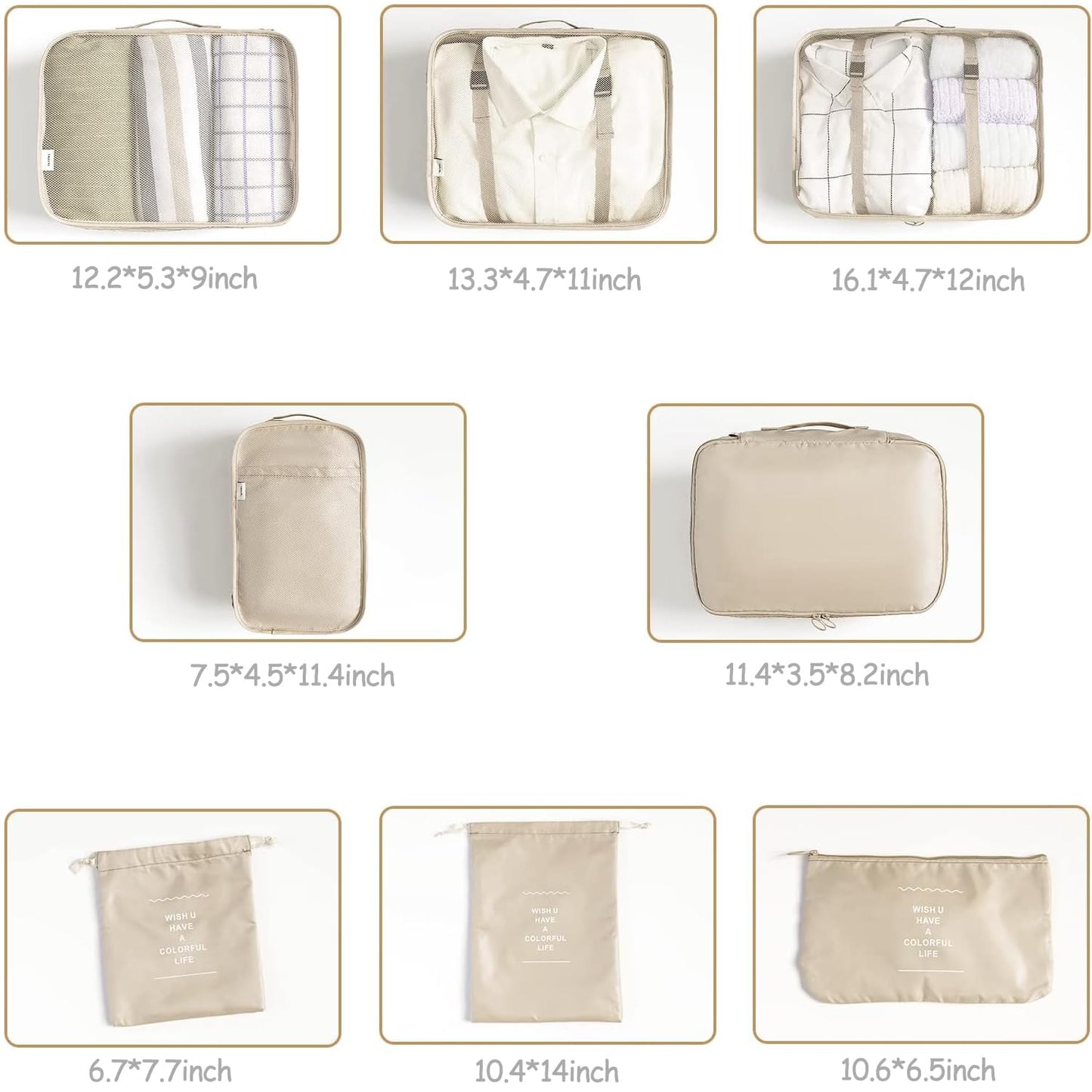 LANSKLBD 6/8 Set Packing Cubes for Suitcases Travel Luggage Packing Organizers,Travel Accessories