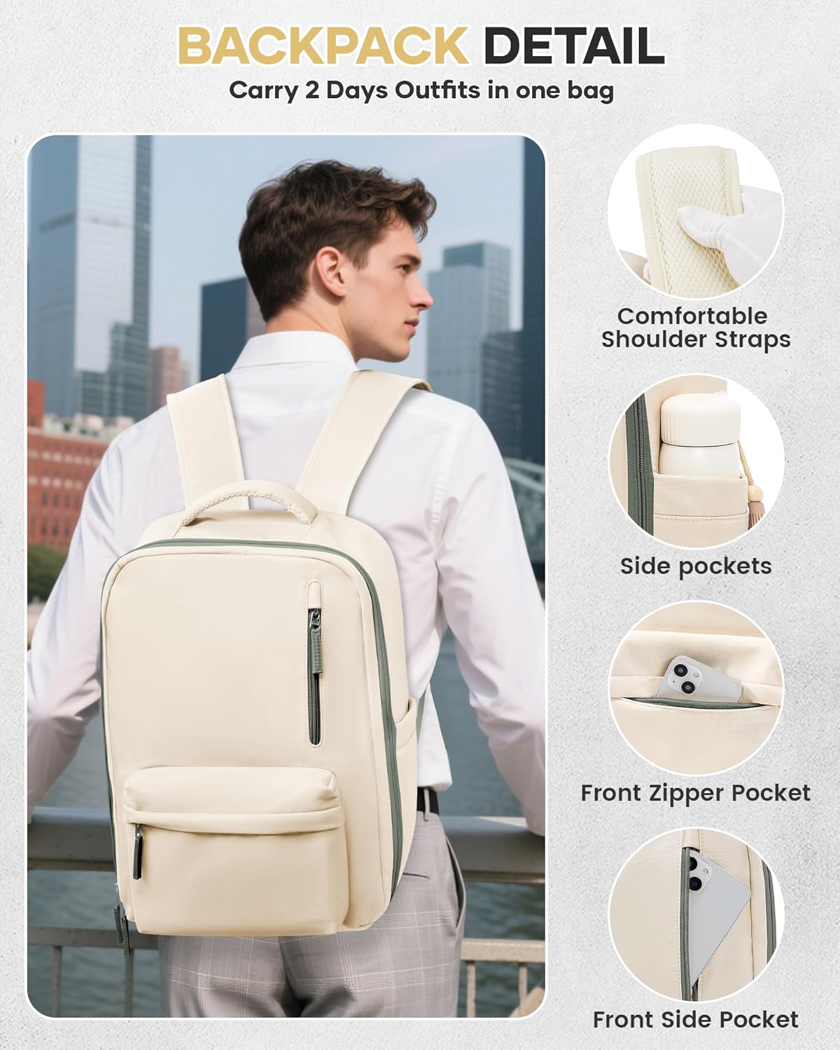 WONHOX Large Travel Backpack Carry on Flight Approved Laptop Work Business Backpack for Women Men Mochila de Viaje