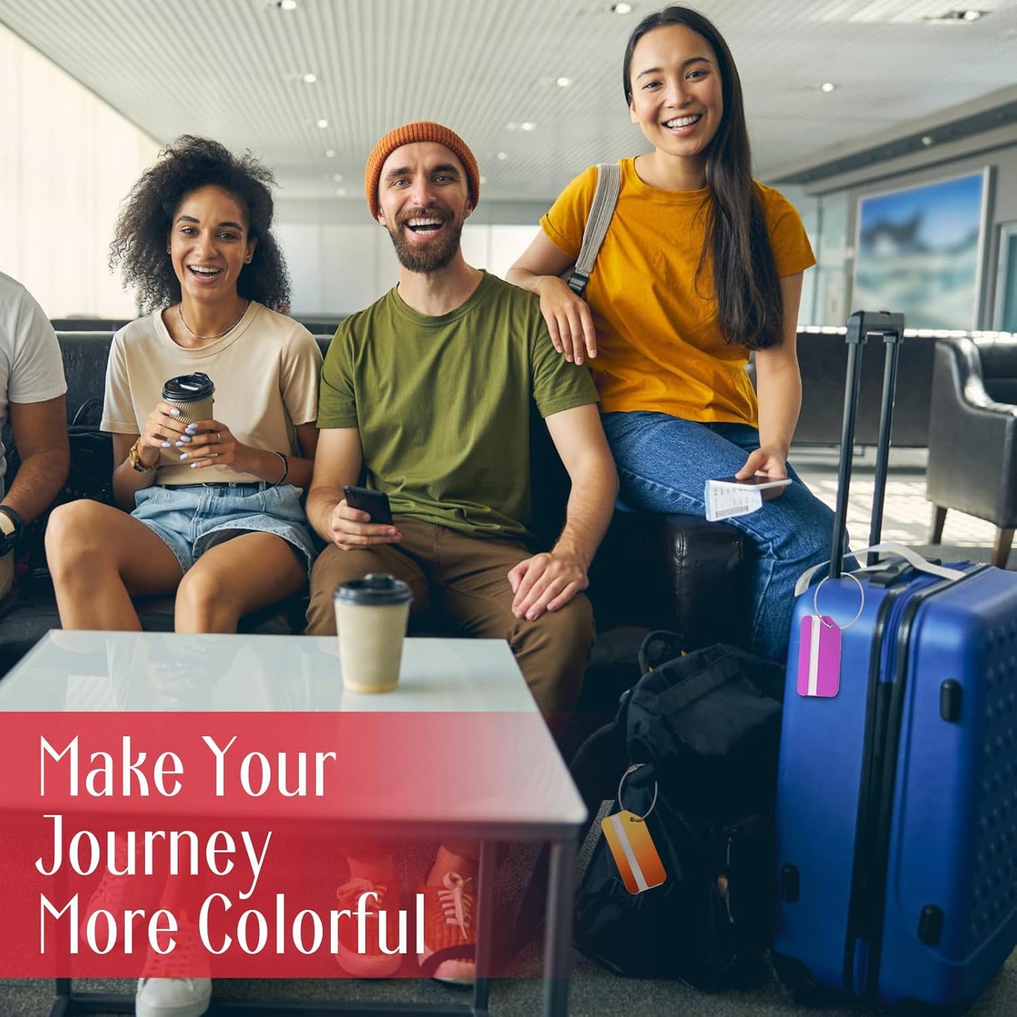 Weewooday 12 Pcs Luggage Tags Business Card Holder Aluminum Metal Travel ID Bag Tag for Suitcases Travel Luggage Baggage Identifier (Blue,Red,Green,Gold,Orange,Purple)