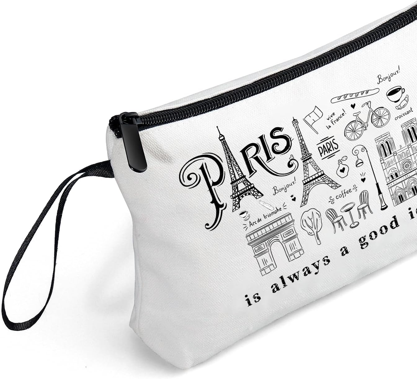 SEAMOON Paris France Travel Trip Funny Gifts for Lover Travelers Friends Female Sisters Women Girls Daughter Cosmetic Makeup Bag with Mirror