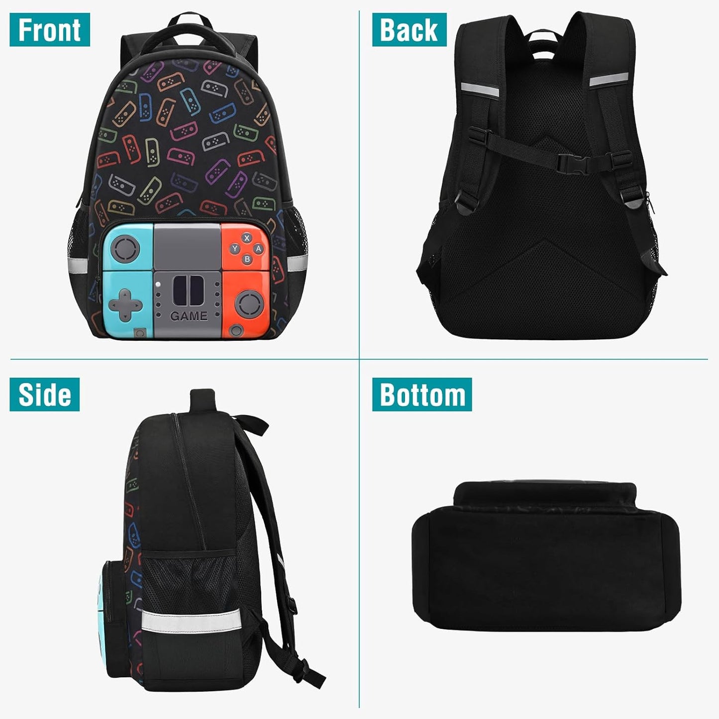Boys Backpack for School,Gamer Backpack for Boys Kids,Boy Bookbag for Elementary Middle School Student,Video Game Bookbag For Boy Kids Teen Age 6-14,17″