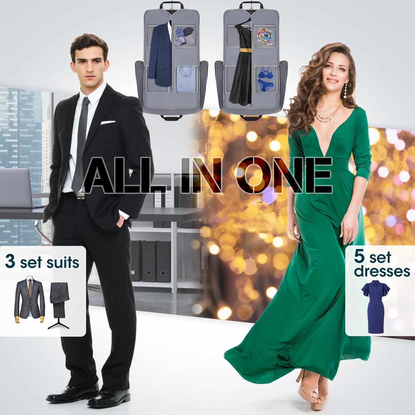 RAINSMORE Garment Bags for Travel Carry On Garment Bag for Hanging Clothes, Suit Bag for Business