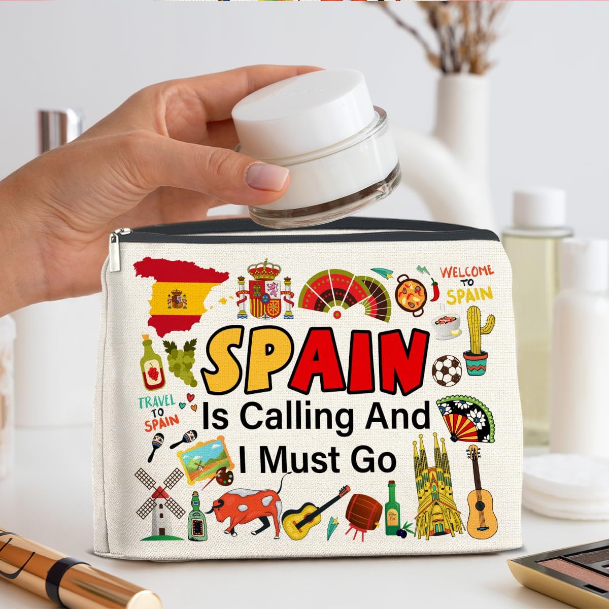 Spain Travel Gifts Makeup Bag - Spain Lover Cosmetic Bag Zipper Pouch