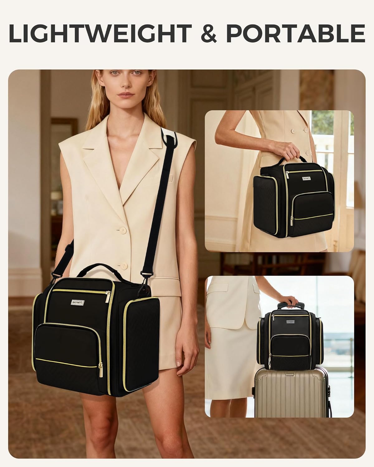 Large Travel Makeup Bag - Cosmetic Organizer with 4 Removable Inner Pockets, Multi-functional