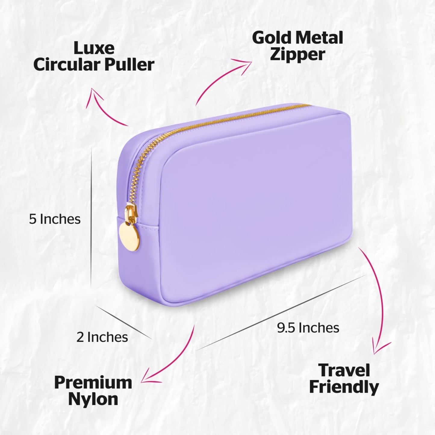 DANCOUR Nylon Makeup Bags for Women Large Preppy Travel Toiletry Pouch Cosmetic Bag Makeup Organizer