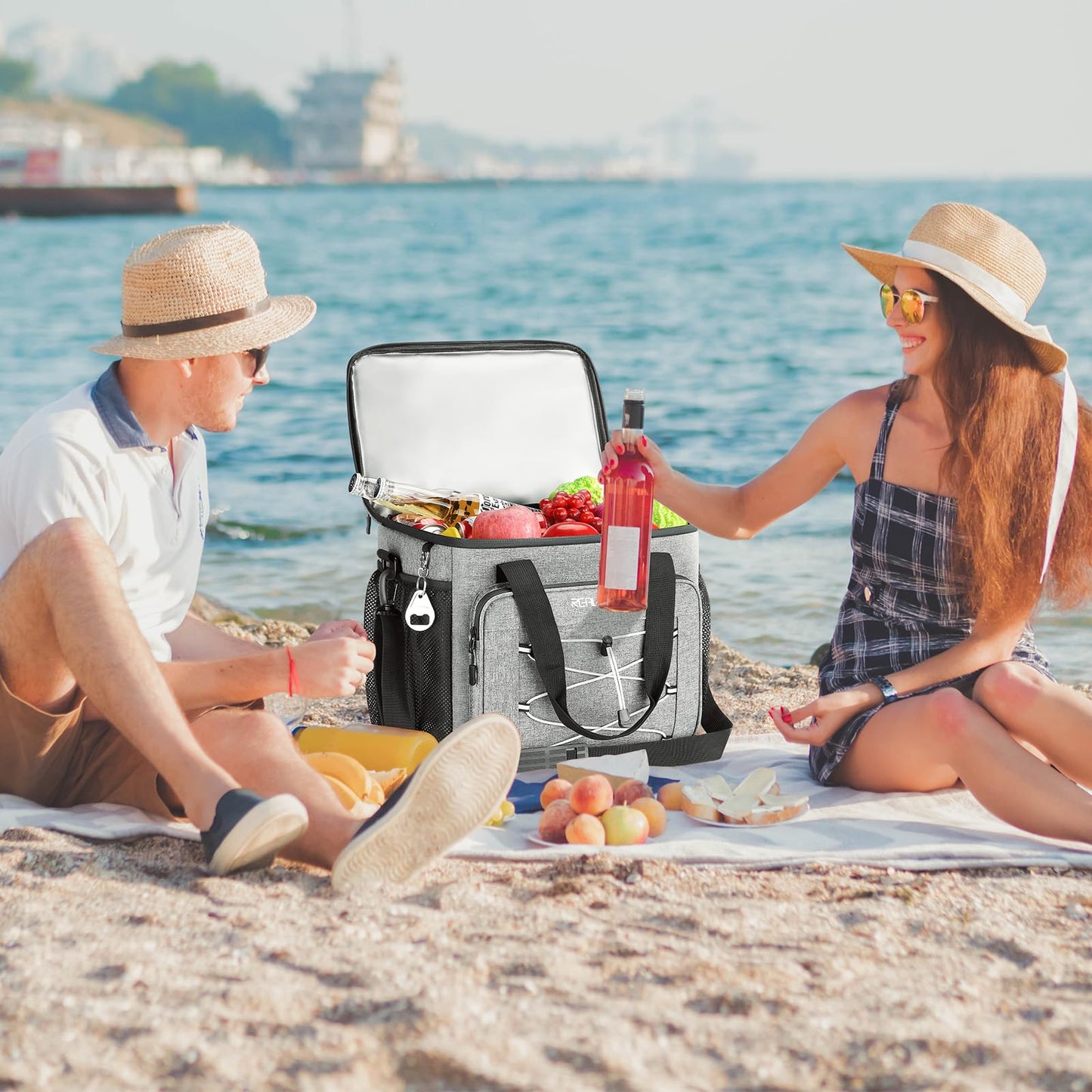 RealCool 35 Can Collapsible Soft Cooler, Leakproof Insulated Ice Chest Bag