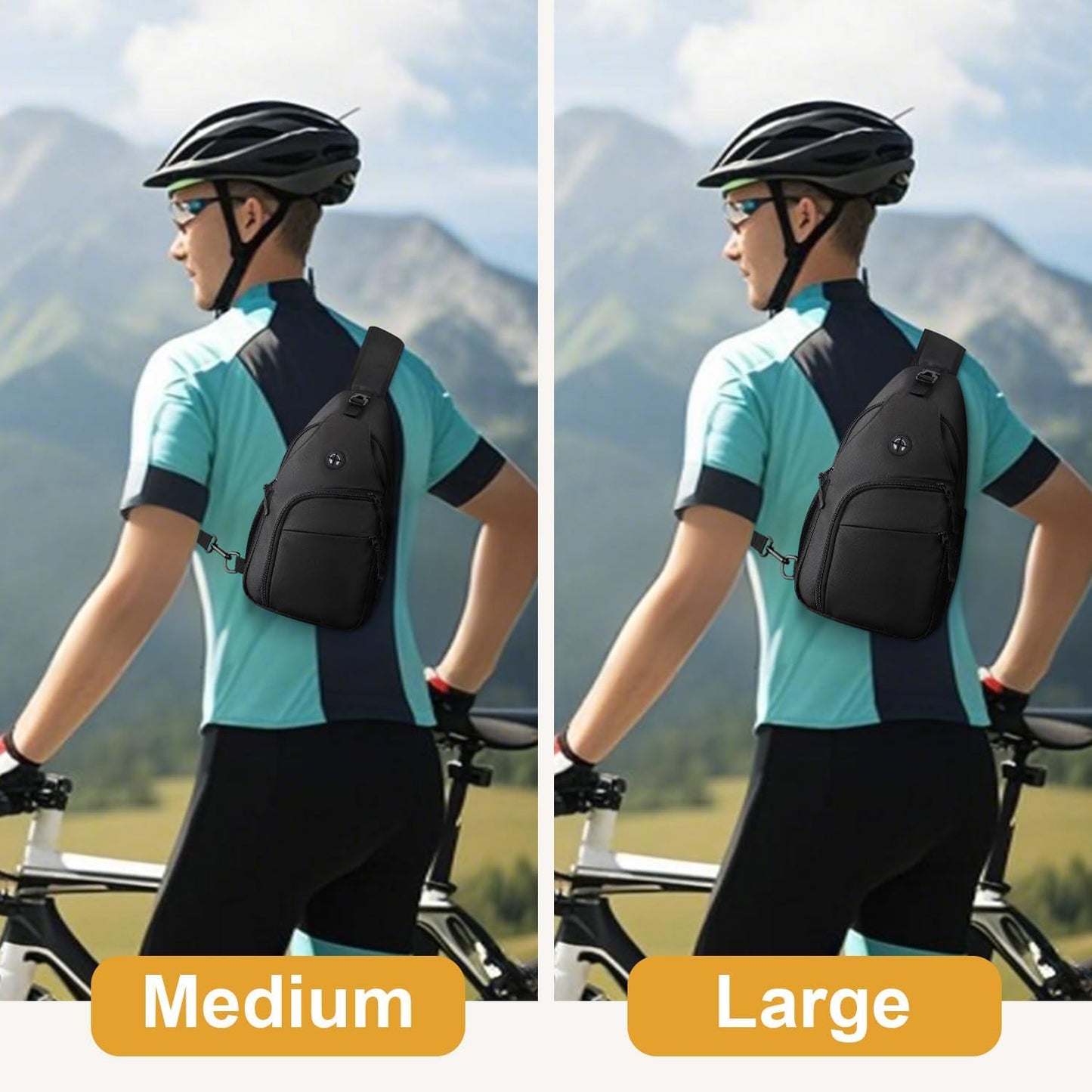 Crossbody Bags for Women Man Waterproof Sling Bag Backpack Trendy Casual Cross Body Bag with Convertible Shoulder Strap Chest Bag for Camping Hiking Travel Essentials (Black, Large)