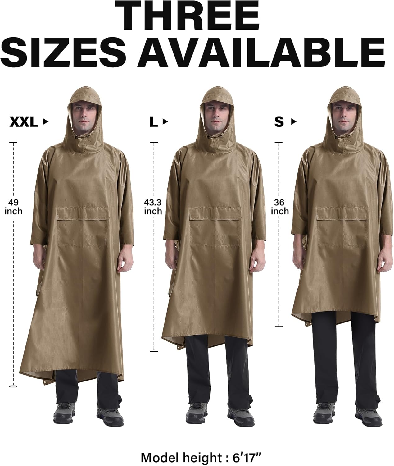 iCreek Hooded Rain Poncho Packable Unisex Raincoat Jacket with Pocket Waterproof Lightweight for Hiking, Camping, Outdoor