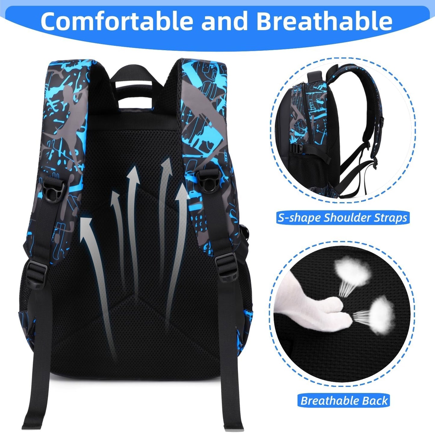 Boys Backpack Elementary School Bookbag Waterproof Durable Sturdy Kids Schoolbag Casual Travel Daypack(Blue)