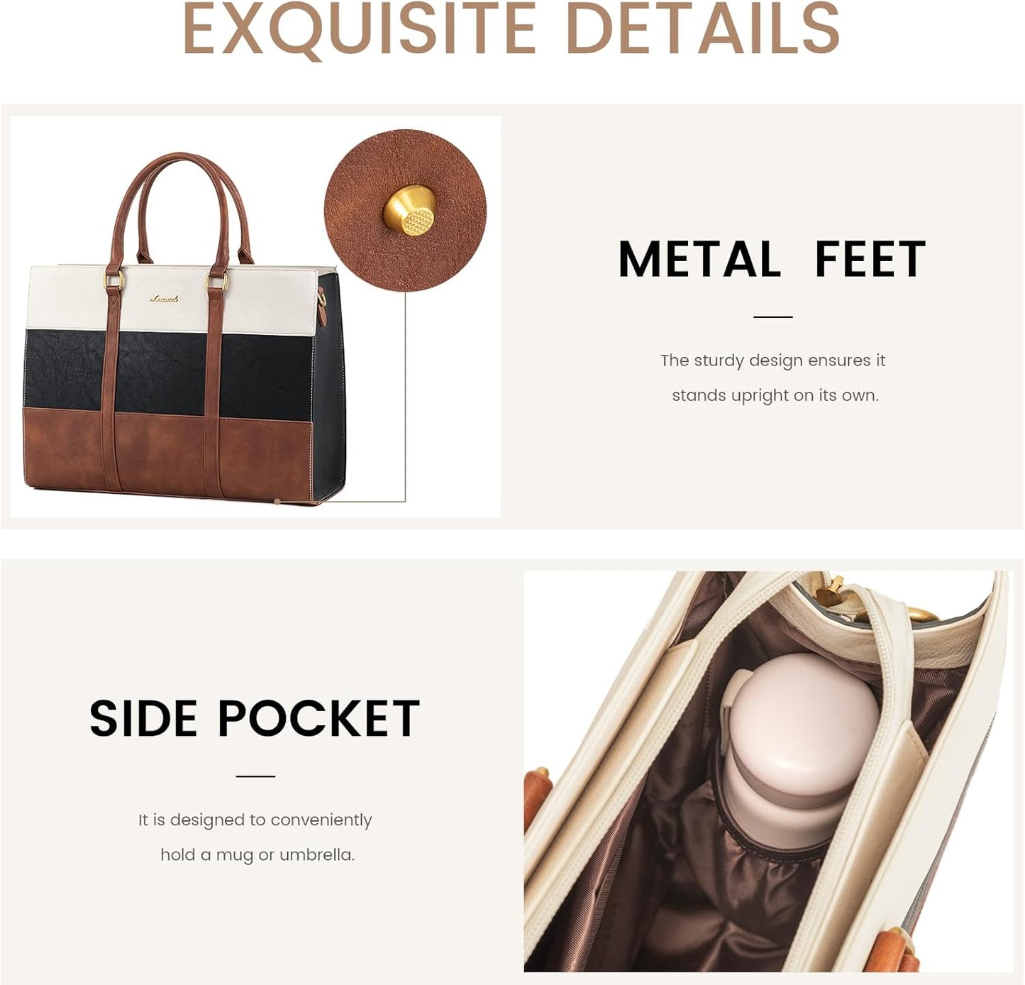 LOVEVOOK Laptop Bag for Women 17.3 Inch Laptop Tote Bag Vintage Leather Work Bags for Women Professional Computer bag